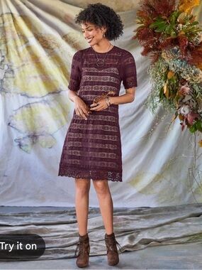 NWT Sundance lace lyrica dress purple boho women's size 8